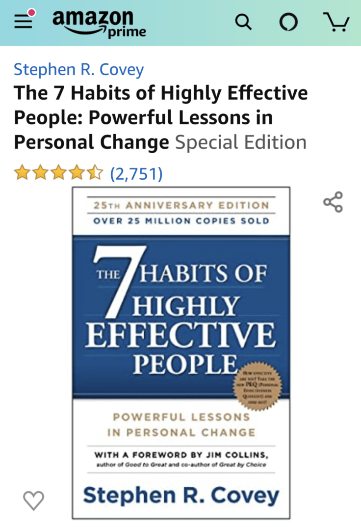 Book: The Seven Habits of Highly Effective&nbsp;People